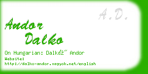 andor dalko business card